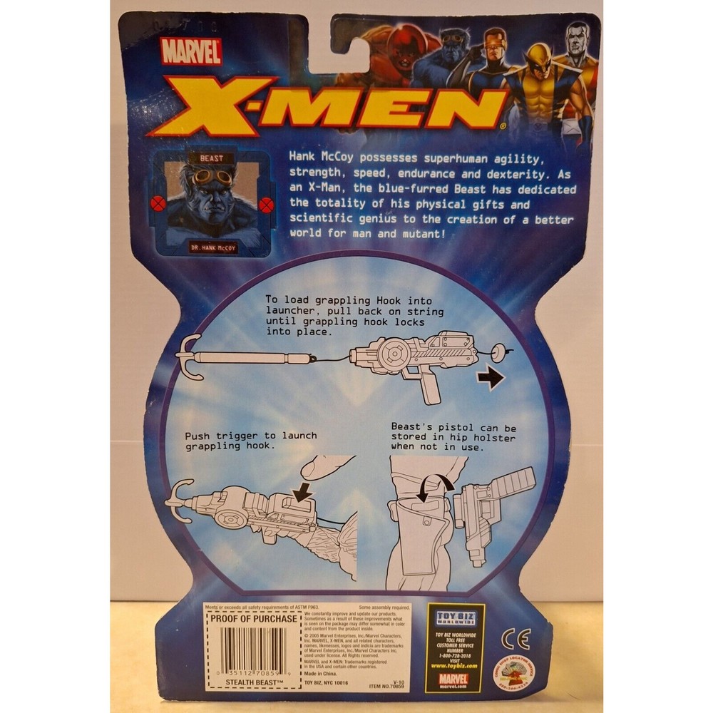 X-Men Classics Stealth BEAST 2005 Toy Biz Marvel  6” w/Grappling Hook Figure New - Picture 2 of 2